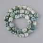 Moss Agate Beads, Natural Stone, Faceted, 10x12 mm diameter, 39 cm length ±, on thread