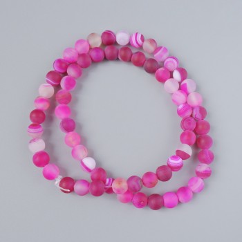 Raspberry Agate Beads, Matte Finish, Natural Stone, Smooth Round Bead, 6 mm Diameter, 38 cm Thread Length