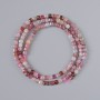 Assorted natural stone beads, faceted cube beads, 3 mm diameter, 38 cm length on thread