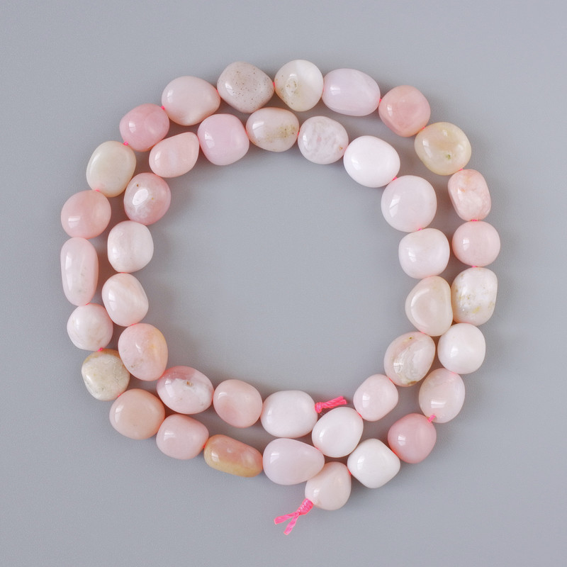 Pink Opal Beads, Natural Stone, haltivka shape, diameter 8x9 mm ±, length 38 cm ± on thread