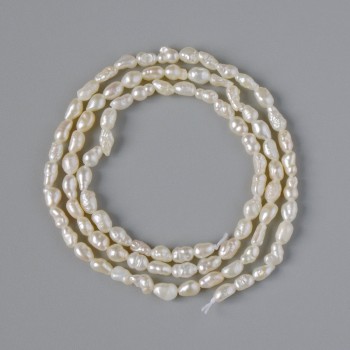 Freshwater Pearl Beads, diameter 3×4 mm, length 36 cm on a thread