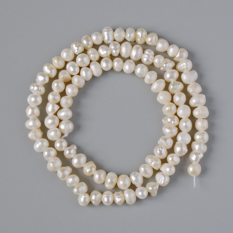 Freshwater Pearl Beads, 5x4 mm diameter, 35 cm long on a thread