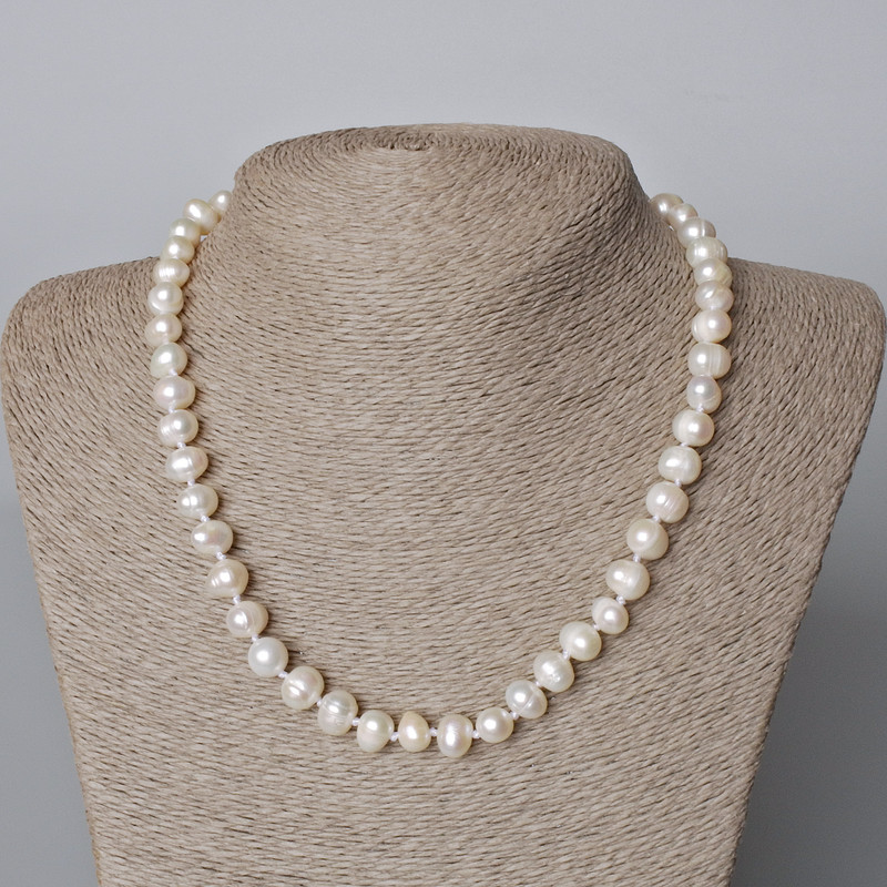 Textured River Pearl Necklace, diameter 8×7.5 mm, length 45–46 cm