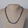 Discounted Necklace of Black River Pearls with a «gasoline» tint, diameter 8x7mm, length 44-45 cm