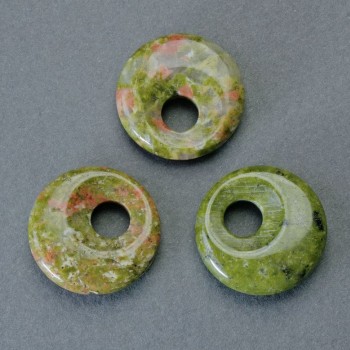 Donut Pendant (Bagel) Jasper Heliotrope Natural Stone, Outer Diameter 18×5 mm ±, Hole Diameter 5 mm ±