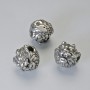 Bead-insert 'Dragon', 10×10 mm diameter ±, hole diameter 2.4 mm, silvery metal color, 1 piece
