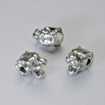 Bead Insert 'Tiger', diameter 12×8×9 mm, hole diameter 2.3 mm, silver-colored metal, 1 pc