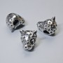 Bead-insert finding 'Leopard', dimensions 14x11x10 mm+-, hole diameter 4.1 mm, silver-colored metal, 1 pc