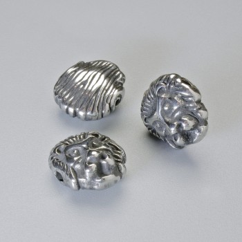 Bead-insert 'Lion' findings, diameter 12×11×6 mm ±, hole diameter 1.5 mm, silver-colored metal, 1 pc
