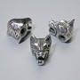 Bead-insert fittings 'Wolf', diameter 14x11, 5x12 mm ±, hole diameter 2 mm, silver-colored metal, 1 pc