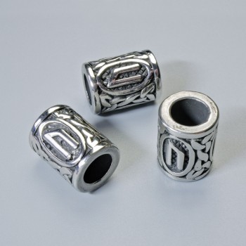 Bead finding Nordic Rune, diameter 13x10 mm, hole diameter 6 mm, silver-tone metal color, 1 piece