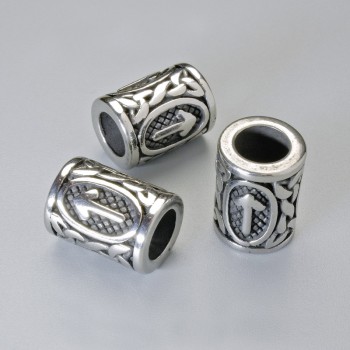 Bead finding 'Nordic Rune', diameter 13×10 mm, hole diameter 6 mm, silver metal color, 1 pc