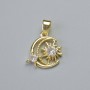 Pendant 'Moon' with white crystals, golden metal, diameter 16x16 mm, length 21 mm