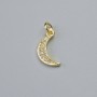 Pendant "Moon" with white crystals, golden metal, diameter 14.5×8 mm, length 17 mm+