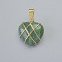 Pendant "Heart" Moss Agate in golden wire wrap, diameter 20×20 mm, length 30 mm
