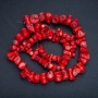 Faceted natural coral beads assortment in sizes, diameters from 12x10 to 30x12 mm, length about 38 cm, price per 100 g, on fishing line