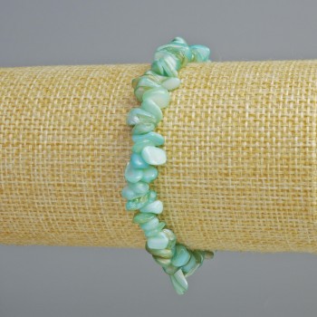 Blue mother-of-pearl chip bracelet, diameter 7x2 mm +/-, length 18 cm +/- (stretch)