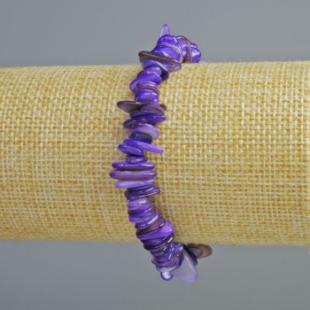 Purple-toned Mother-of-Pearl Chip Bracelet, diameter 10x2 mm, length 18 cm (stretch)