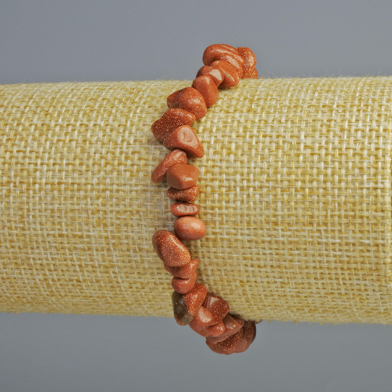 Bracelet Golden Sand Aventurine (synthetic) chip, diameter 8x5 mm, length 18 cm (stretch)