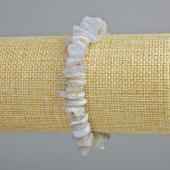 Blue Agate Bracelet (Blue Chalcedony, Sapphirine) Natural Chip Stone, 10x3 mm, Length 18 cm, Stretch