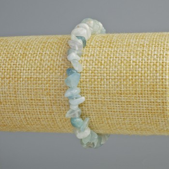 Aquamarine bracelet with natural stone chips, diameter 8x3 mm, length 18 cm (stretch)