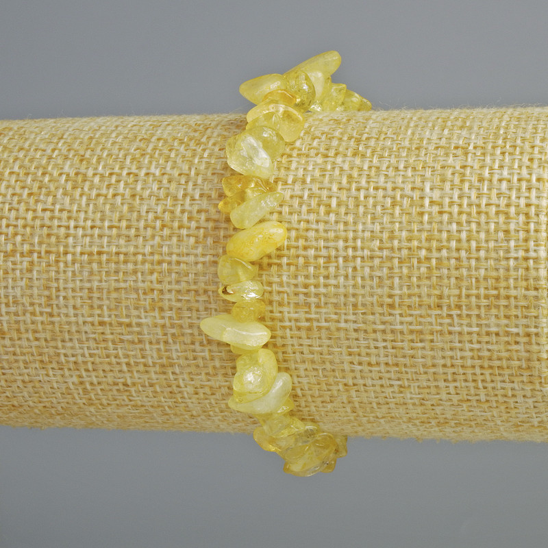 Bracelet with natural citrine chip beads, diameter 8×3 mm, length 18 cm (stretch)