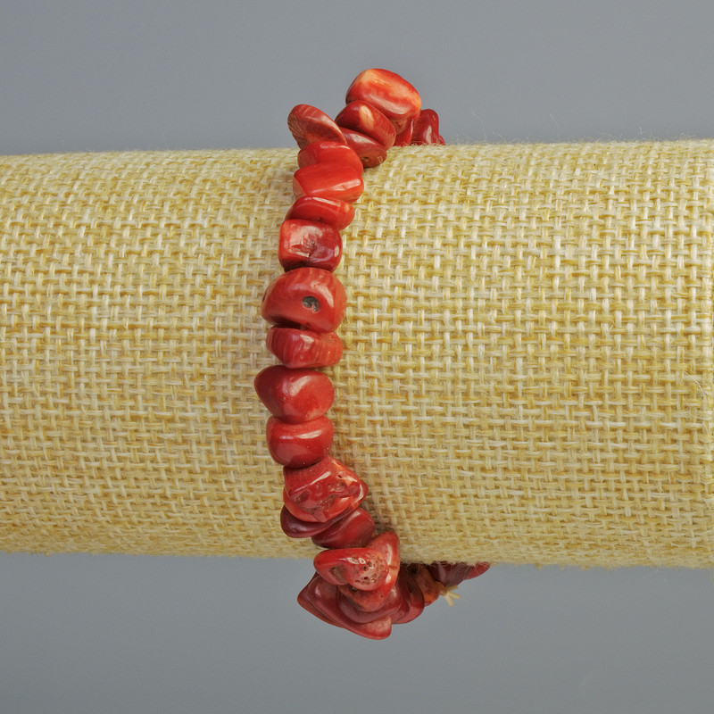 Natural Coral Chips Bracelet, 10x4 mm, 18 cm length +/- (stretch)