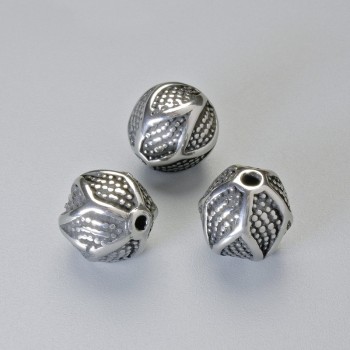 Bead insert, diameter 9.5x9 mm, hole diameter 1.7 mm, silver-colored metal, 1 pc
