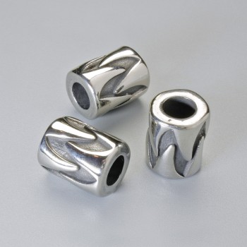 Bead-insert finding, diameter 12×9 mm, 5 mm hole, silver metal color, 1 pc