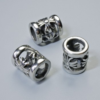 Bead-insert finding, 12.5 x 10 mm, hole diameter 6.6 mm, silver-tone metal color, 1 pc