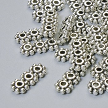 3-Thread Bead Separator, Silver, 10.5×4 mm diameter, 1.2 mm hole, 22 pcs