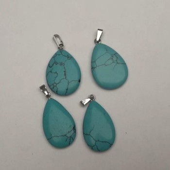 Turquoise Pendant (Imitation) Teardrop 28x15.5 mm +