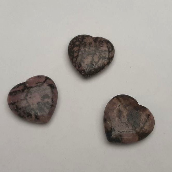 Rhodonite Heart-Shaped Souvenir Stone 30×30×9.5 mm