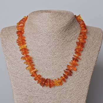 Amber Necklace with Faceted Beads, bead diameter 12×3 mm ±, length 39 cm ± with beads, length 45–48 cm ±