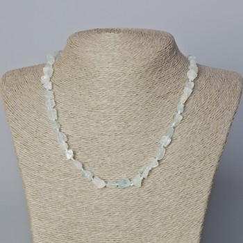Necklace of rock crystal and aquamarine, natural unpolished stones, faceted beads, diameter 6x8 mm, length 45-48 cm