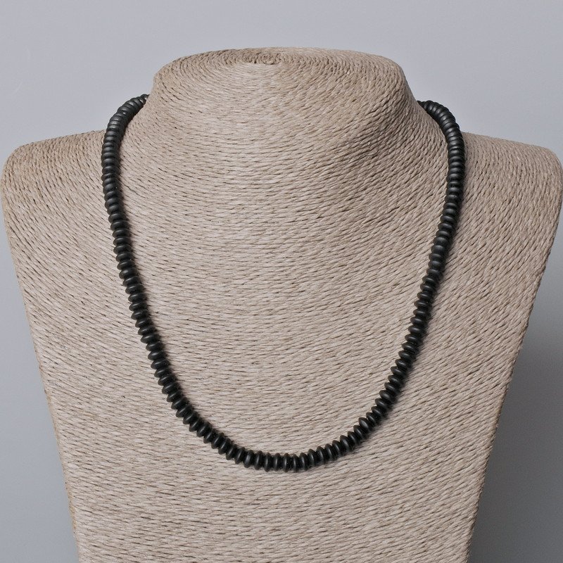 Shungite Bead Necklace (Imitation) Smooth Rondel, Diameter 6x3 mm, Length 45-48 cm