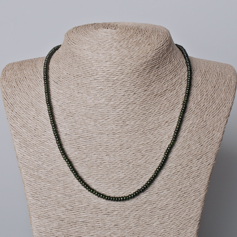 Green Aventurine Synthetic Smooth Rondel Necklace, 4x2mm Diameter, 45-48 cm Length