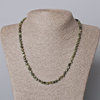 Green Tourmaline Necklace with Faceted Cubes