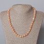 Beaded Necklace of Tinted Pink Quartz, smooth beads, 8.5 mm diameter, 45-48 cm long