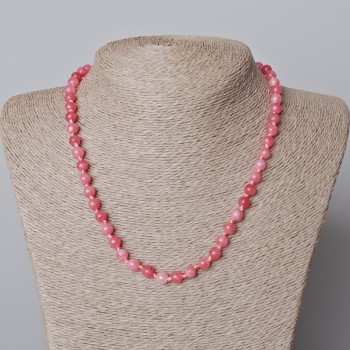Imitation Tourmaline Necklace with Smooth Beads, 6.5 mm Diameter, 45-48 cm Length