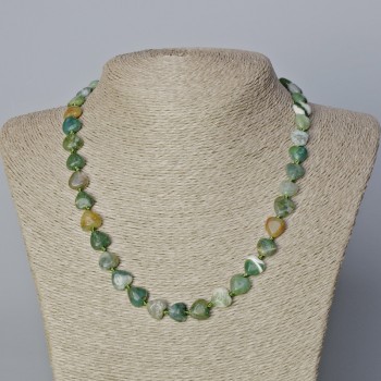 Green Jasper Necklace, natural stone heart, diameter 10x10x5 mm ±, length 45–47 cm ±