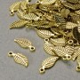Pendant finding 'Leaf', diameter 14x6 mm, hole diameter 1.5 mm, gold-colored metal, pack of 60 pcs, approx 20 g.
