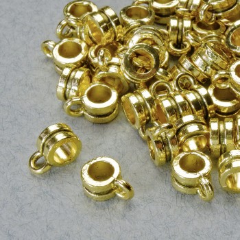 Bead Bail Holder, gold-tone metal, 6x4 mm diameter, 1.8 mm hole diameter, 3, length 8.5 mm, pack 20 g +/- 50 pcs +