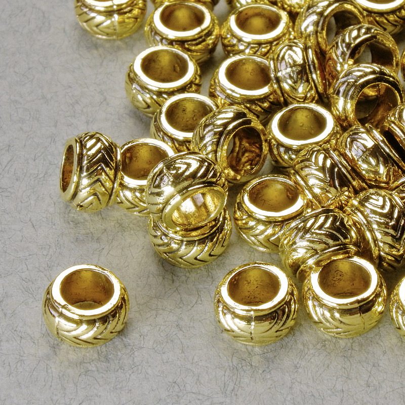 Bead-insert finding, diameter 4.5×7.5 mm, hole 3 mm, gold-tone metal, pack of 20 g ± 35 pcs