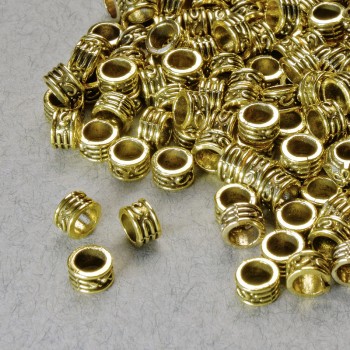 Bead-insert Findings, diameter 3x5 mm +/-, hole diameter 3.3 mm, gold-colored metal, pack 20 g +/- 140 pcs +