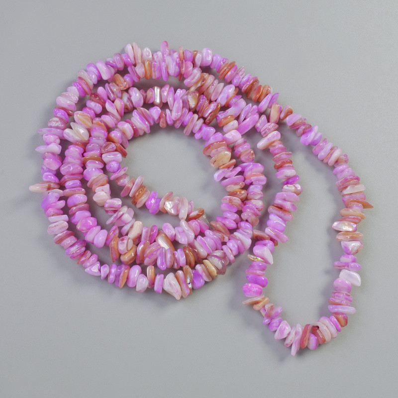 Purple-Tinted Pearl Beads Nugget, 7×2.5 mm diameter, 80 cm length on thread