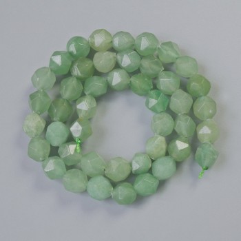 Nephrite beads, natural gemstone, faceted, diameter 7.5×8.5 mm, length 37 cm on thread