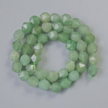 Nephrite beads, natural stone, faceted round beads, diameter 9×10 mm, length about 38 cm on thread
