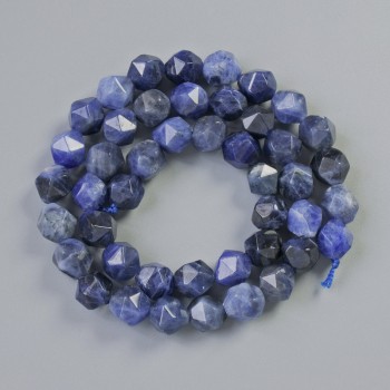 Sodalite Beads, Natural Stone, Multifaceted, Diameter 7x8 mm, Length 36 cm on Thread