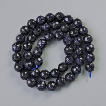 Aventurine Beads 'Night of Cairo' (synthetic) Faceted Bead, 8 mm diameter ±, length 36 cm ± on thread